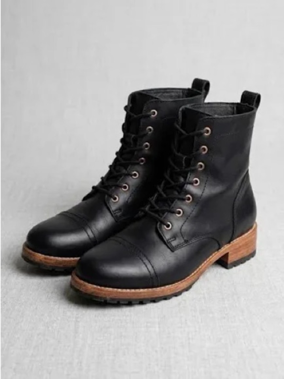 Portland Leather Goods (Patina) Black Lace-Up Ankle Boots